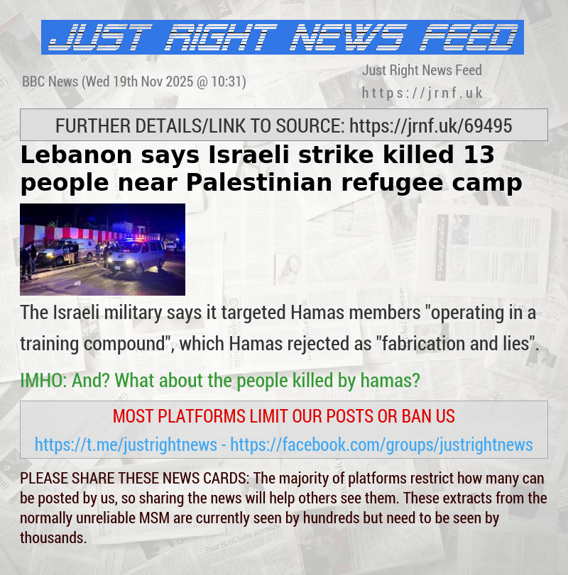 Lebanon says Israeli strike killed 13 people near Palestinian refugee camp