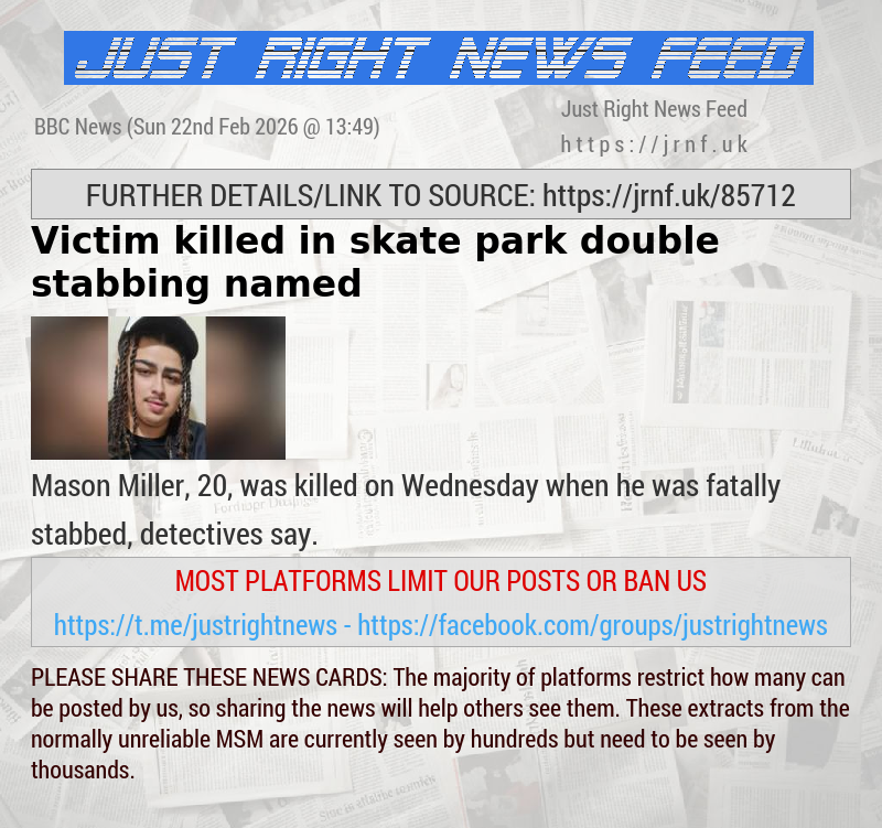 Victim killed in skate park double stabbing named