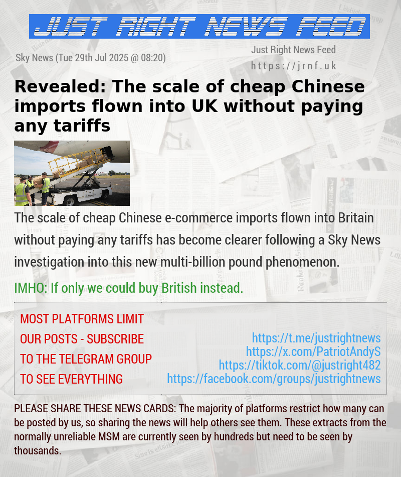 Revealed: The scale of cheap Chinese imports flown into UK without paying any tariffs