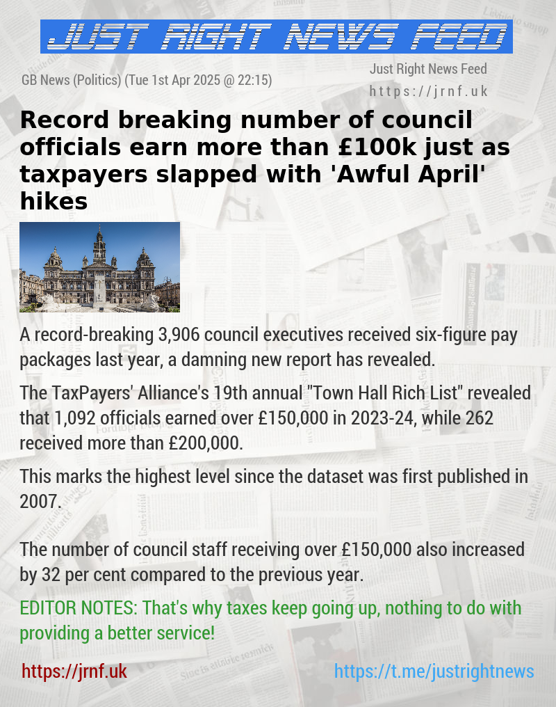 Record—breaking number of council officials earn more than £100k — just as taxpayers slapped with ’Awful April’ hikes