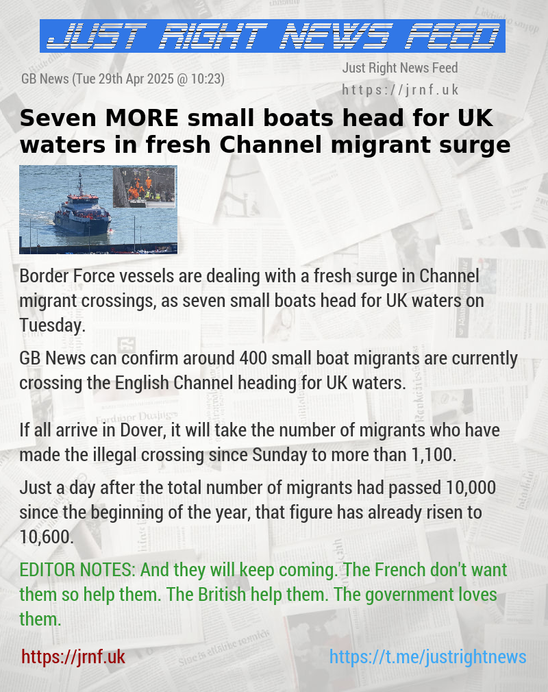 Seven MORE small boats head for UK waters in fresh Channel migrant surge