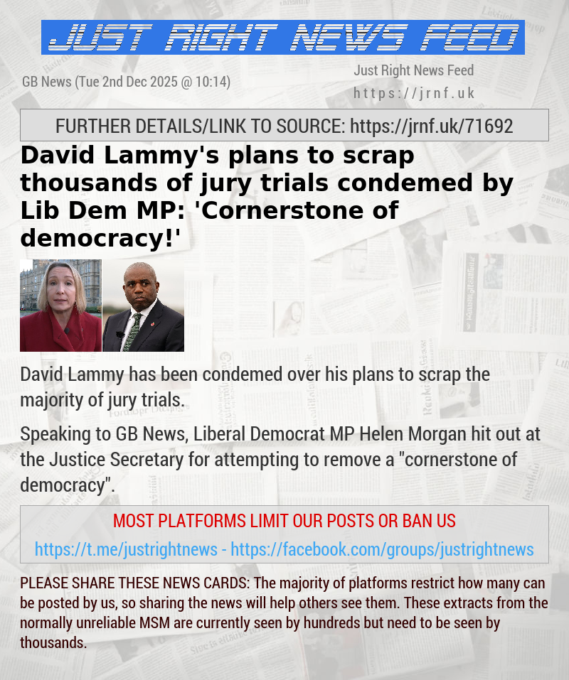 David Lammy’s plans to scrap thousands of jury trials condemed by Lib Dem MP: ’Cornerstone of democracy!’