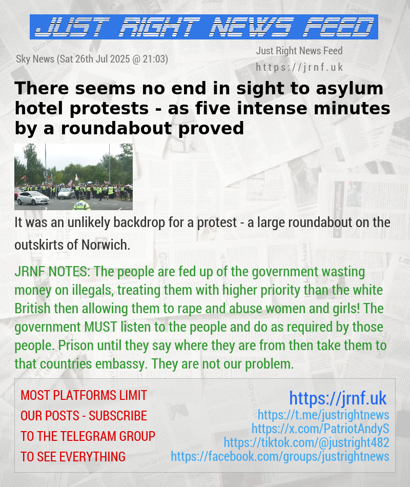 There seems no end in sight to asylum hotel protests — as five intense minutes by a roundabout proved