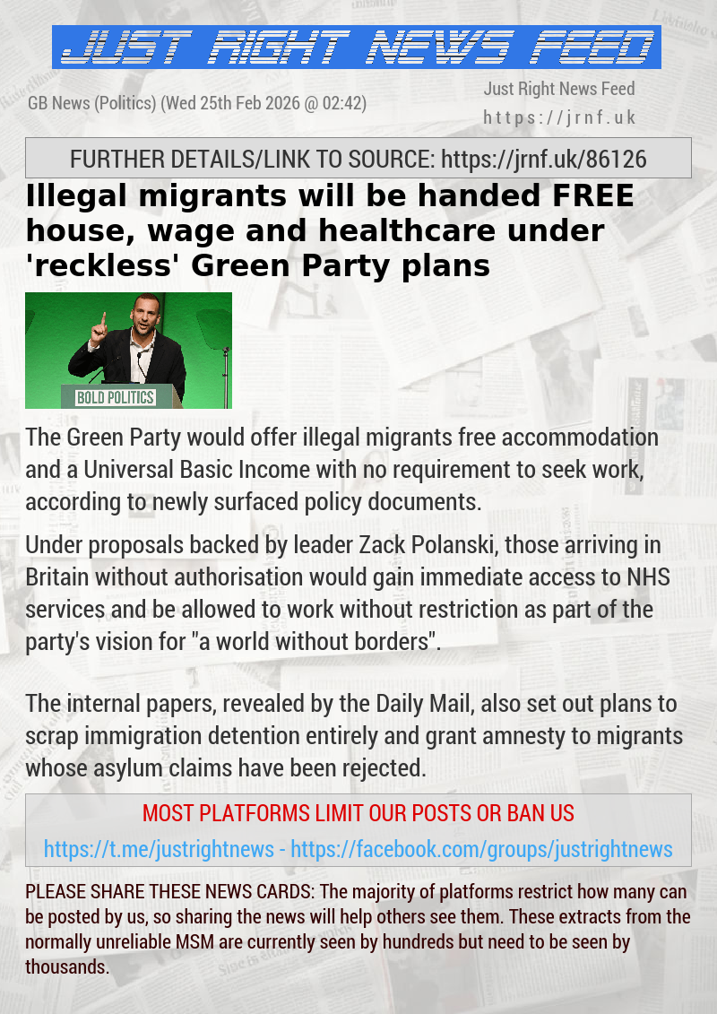 Illegal migrants will be handed FREE house, wage and healthcare under ’reckless’ Green Party plans