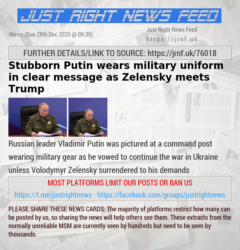Stubborn Putin wears military uniform in clear message as Zelensky meets Trump