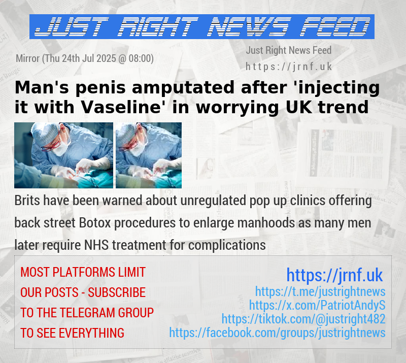 Man’s penis amputated after ’injecting it with Vaseline’ in worrying UK trend