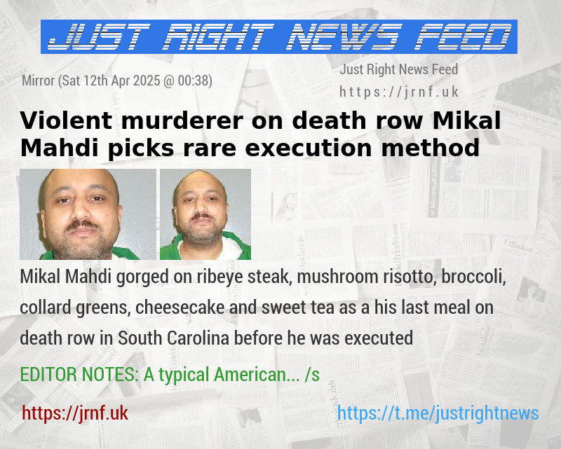 Violent murderer on death row Mikal Mahdi picks rare execution method