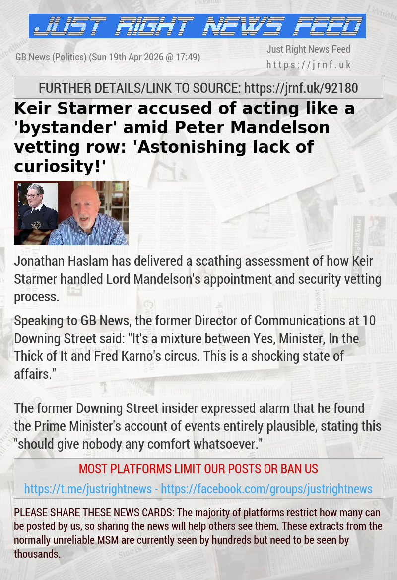 Keir Starmer accused of acting like a ’bystander’ amid Peter Mandelson vetting row: ’Astonishing lack of curiosity!’