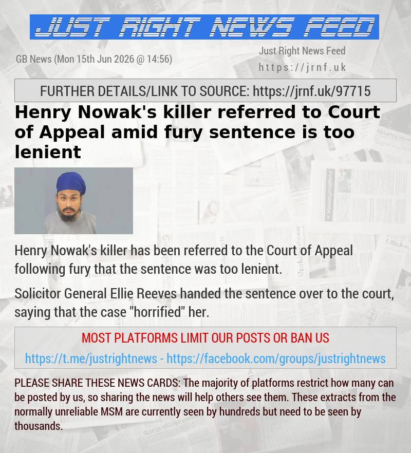 Henry Nowak’s killer referred to Court of Appeal amid fury sentence is too lenient