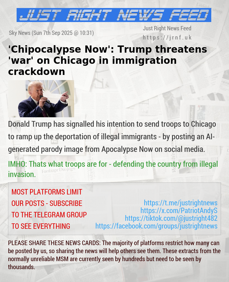 ’Chipocalypse Now’: Trump threatens ’war’ on Chicago in immigration crackdown