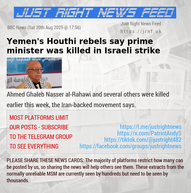 Yemen’s Houthi rebels say prime minister was killed in Israeli strike