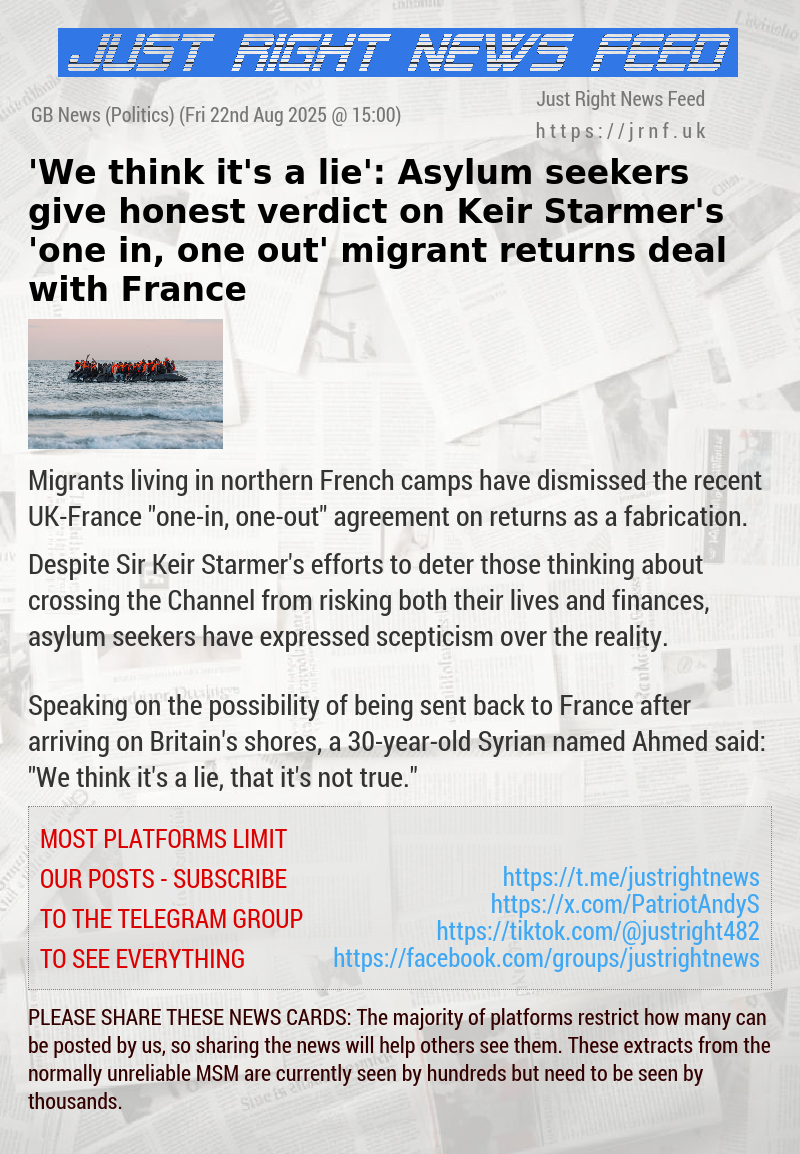 ’We think it’s a lie’: Asylum seekers give honest verdict on Keir Starmer’s ’one—in, one—out’ migrant returns deal with France