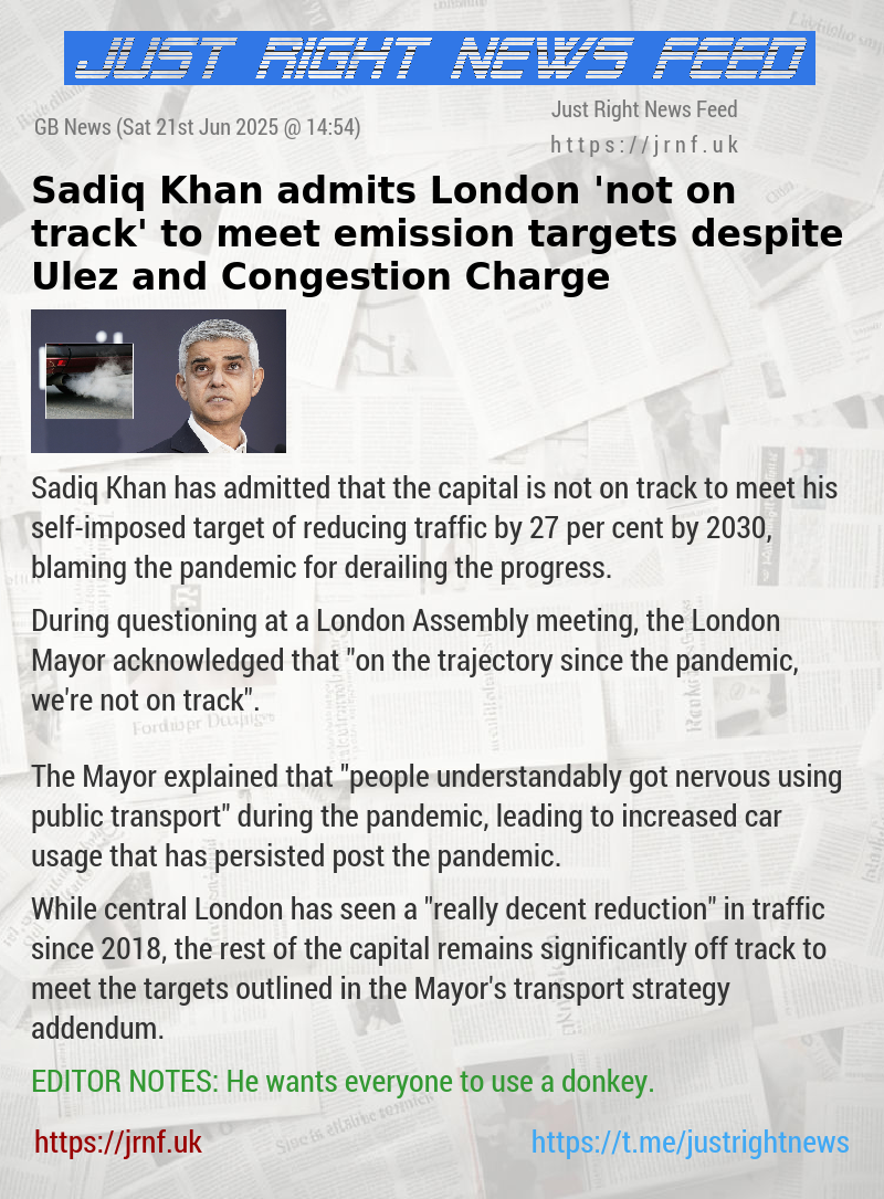 Sadiq Khan admits London ’not on track’ to meet emission targets despite Ulez and Congestion Charge