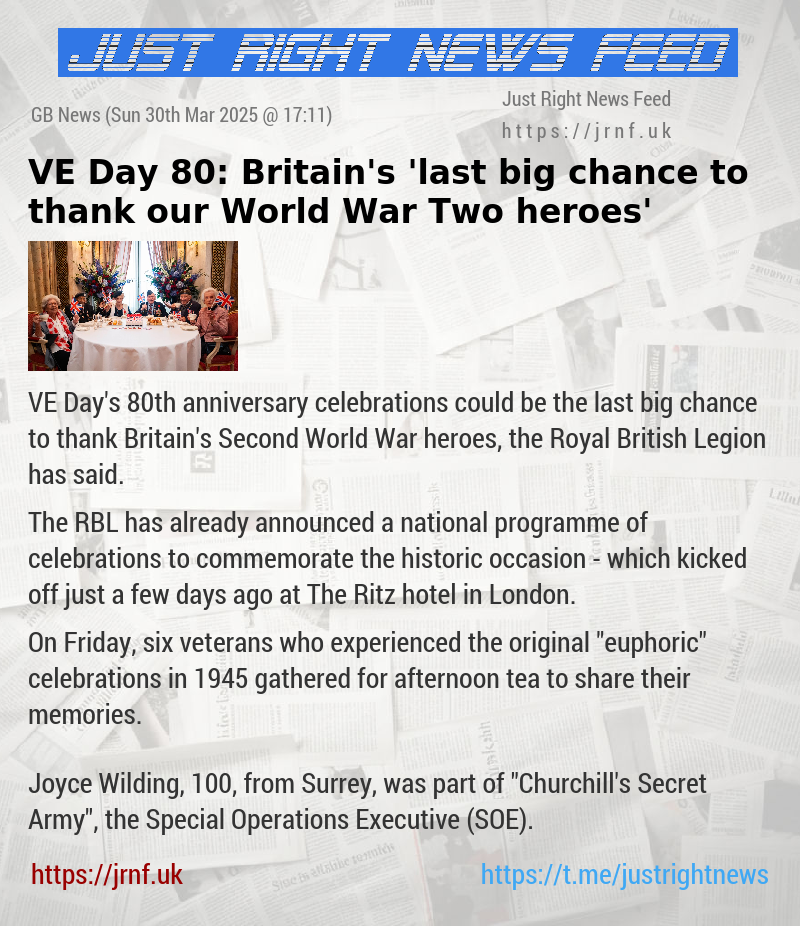 VE Day 80: Britain’s ’last big chance to thank our World War Two heroes’