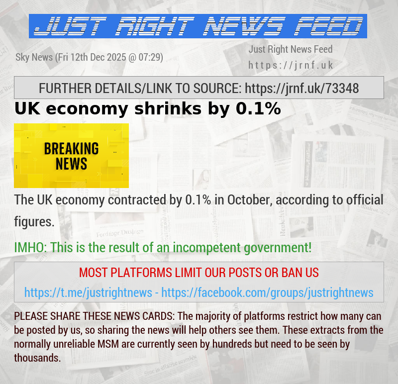 UK economy shrinks by 0.1%