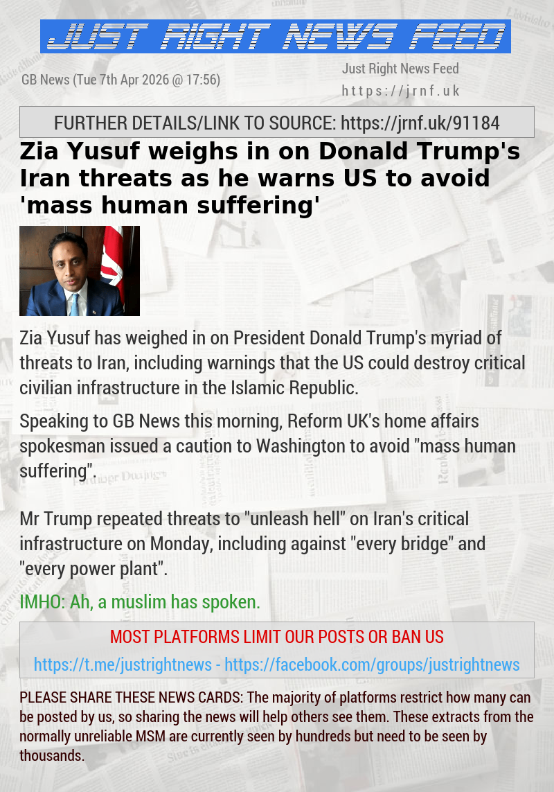 Zia Yusuf weighs in on Donald Trump’s Iran threats as he warns US to avoid ‘mass human suffering’