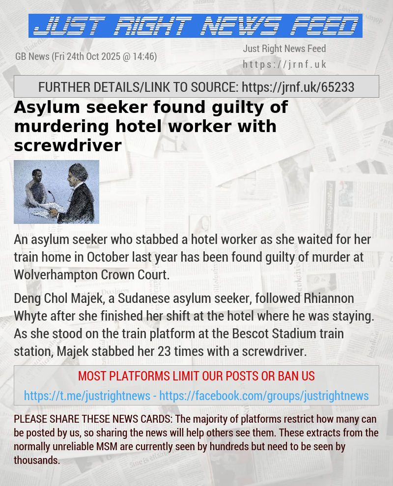 Asylum seeker found guilty of murdering hotel worker with screwdriver