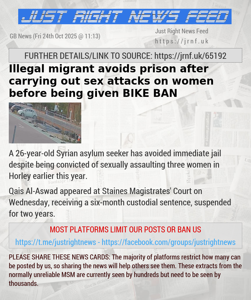 Illegal migrant avoids prison after carrying out sex attacks on women — before being given BIKE BAN