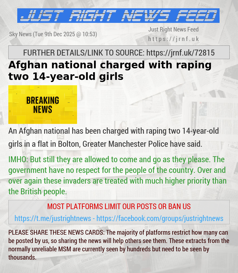 Afghan national charged with raping two 14—year—old girls