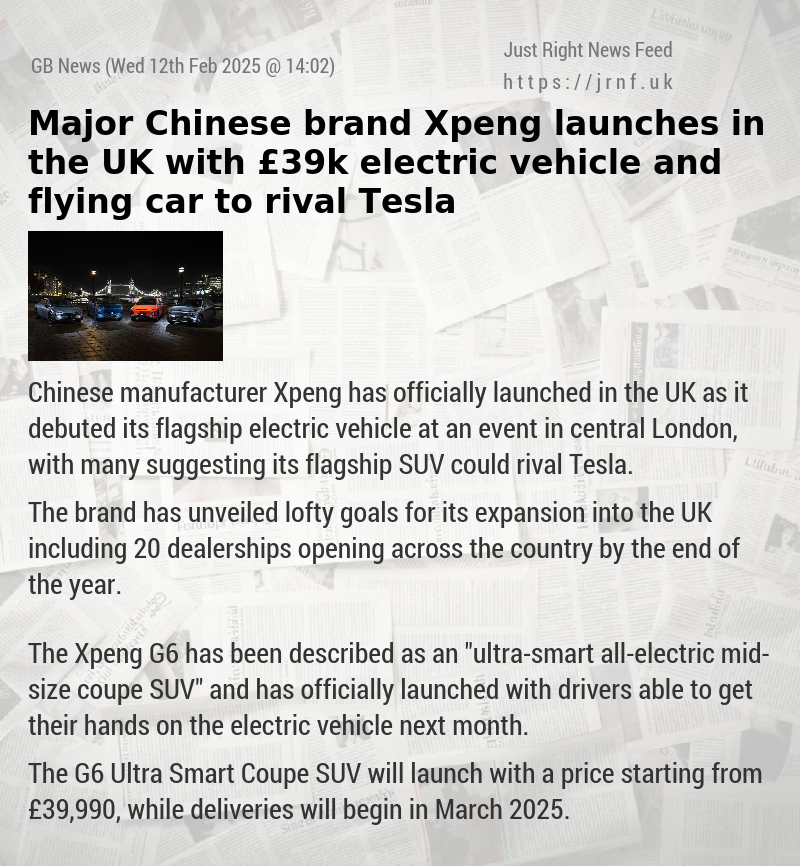 Major Chinese brand Xpeng launches in the UK with £39k electric vehicle and flying car to rival Tesla