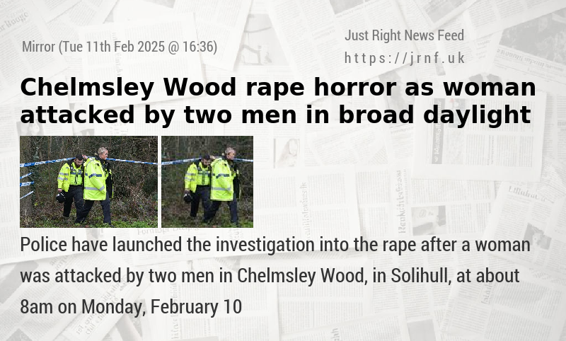 Chelmsley Wood rape horror as woman attacked by two men in broad daylight