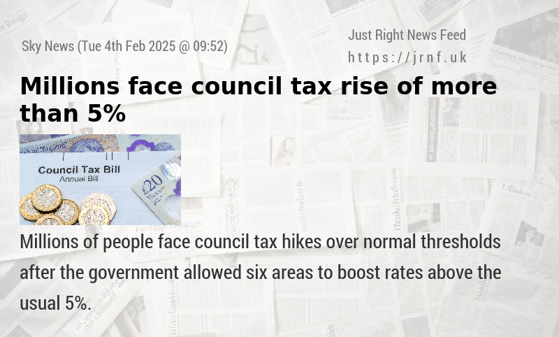 Millions face council tax rise of more than 5%