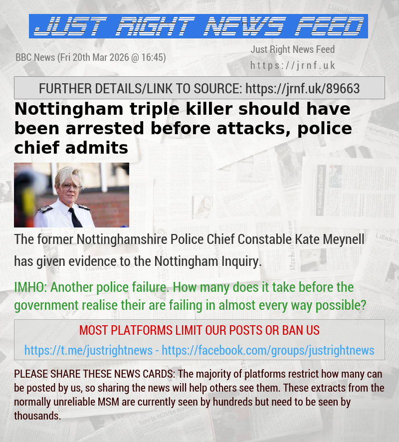 Nottingham triple killer should have been arrested before attacks, police chief admits
