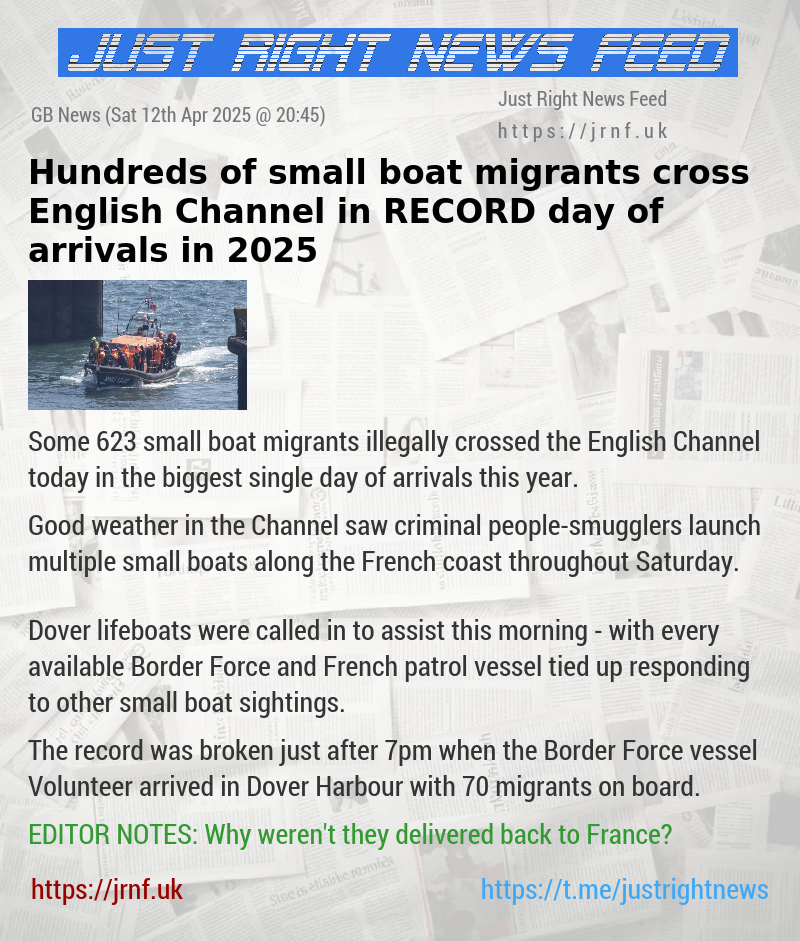 Hundreds of small boat migrants cross English Channel in RECORD day of arrivals in 2025