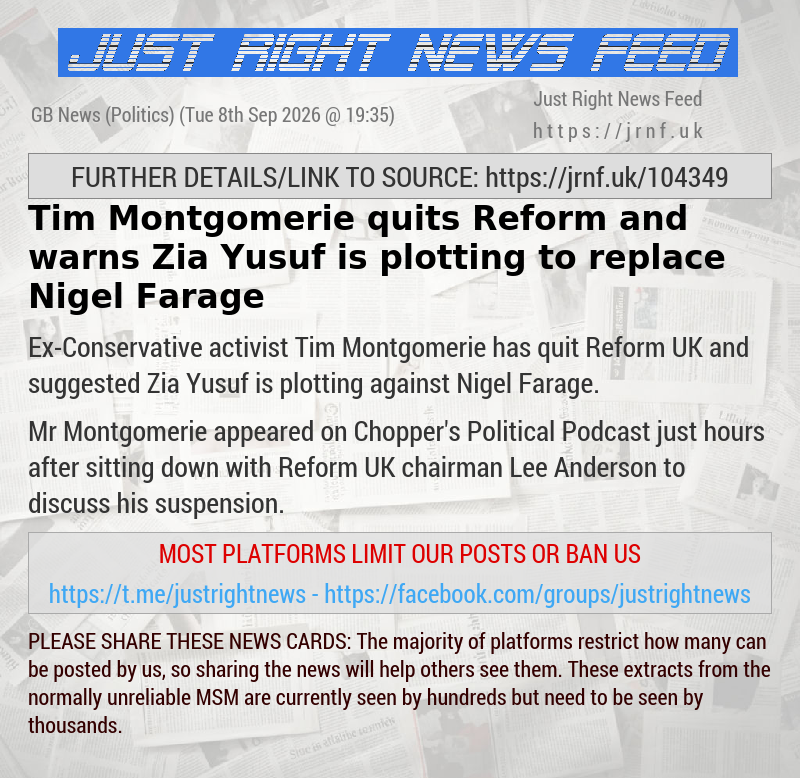 Tim Montgomerie quits Reform and warns Zia Yusuf is plotting to replace Nigel Farage