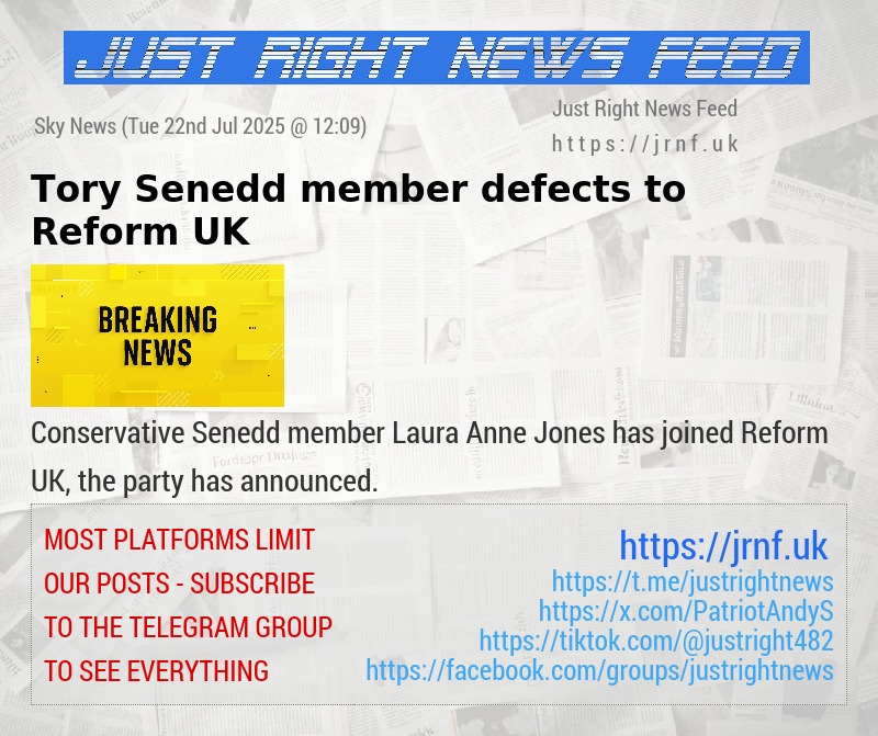 Tory Senedd member defects to Reform UK