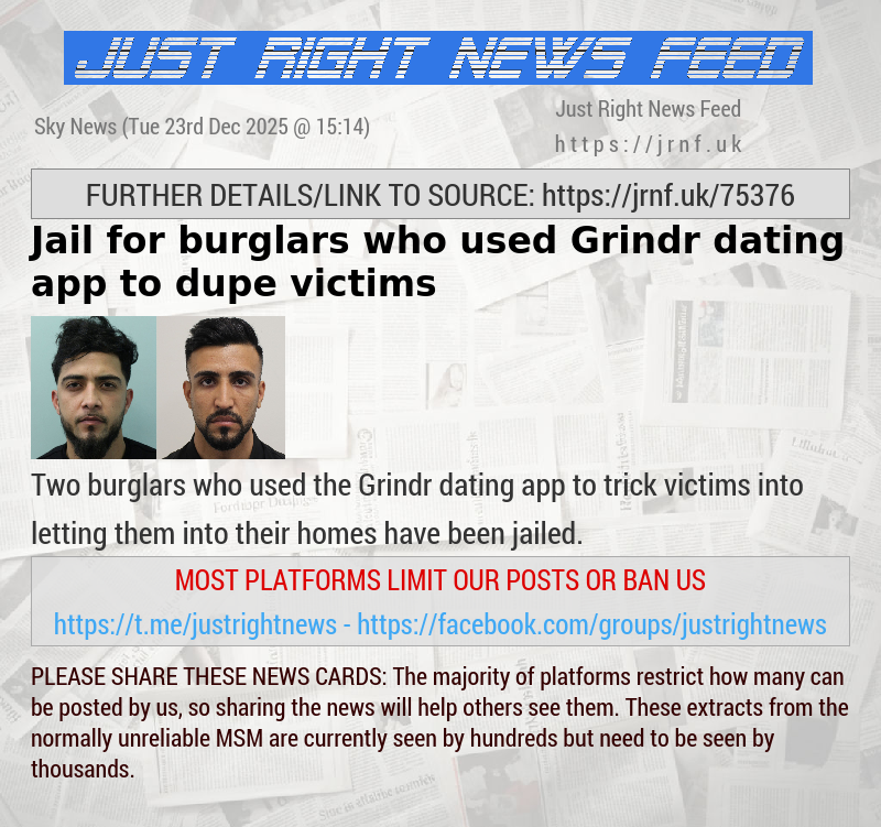 Jail for burglars who used Grindr dating app to dupe victims