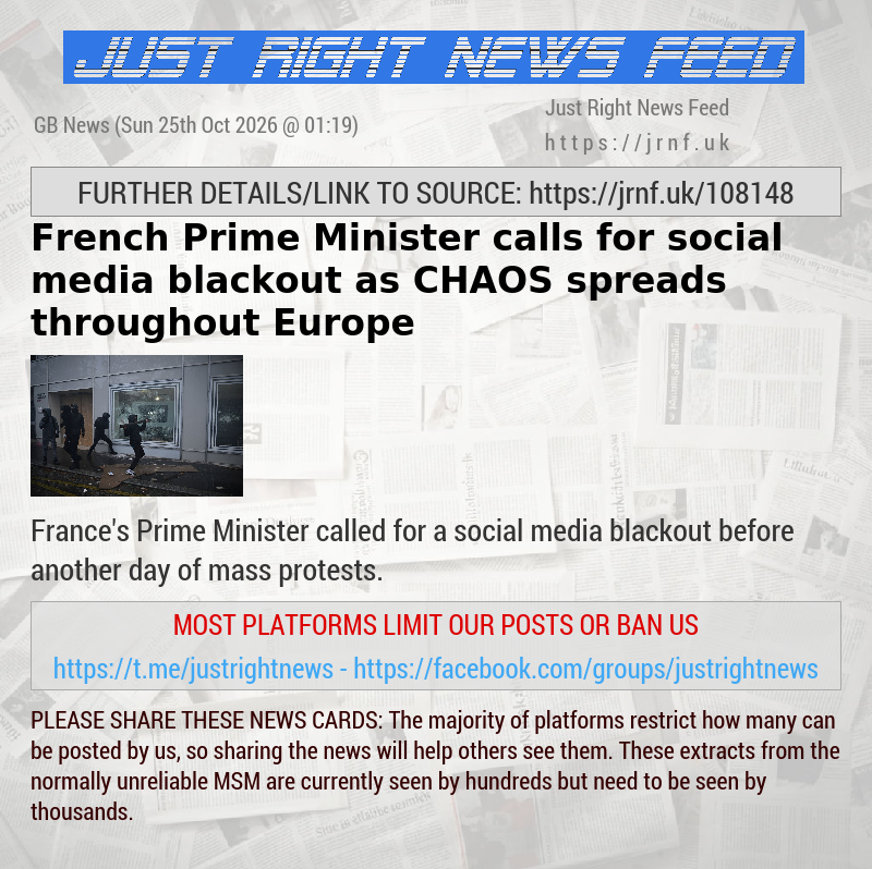 French Prime Minister calls for social media blackout as CHAOS spreads throughout Europe