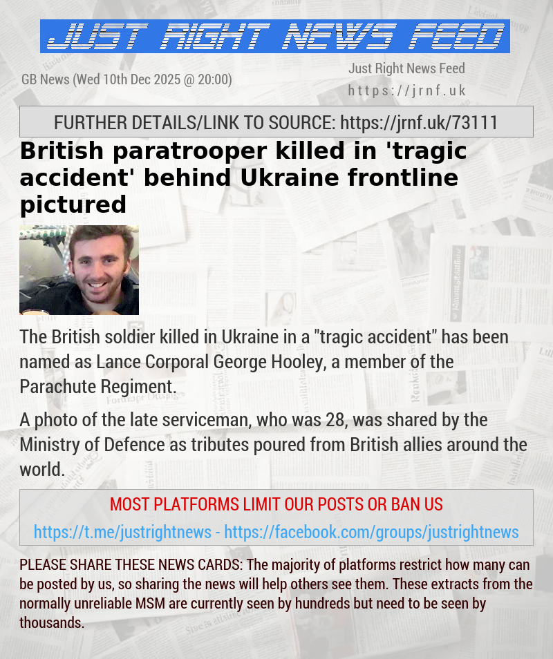 British paratrooper killed in ’tragic accident’ behind Ukraine frontline pictured