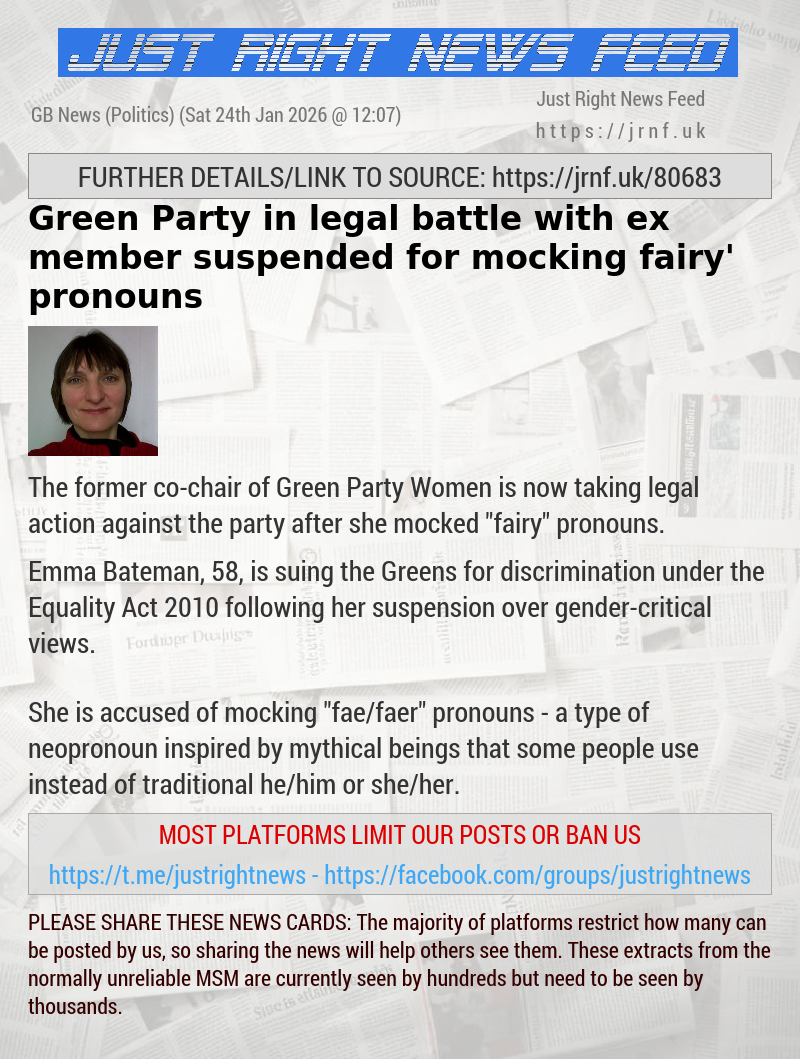 Green Party in legal battle with ex—member suspended for mocking ‘fairy’ pronouns