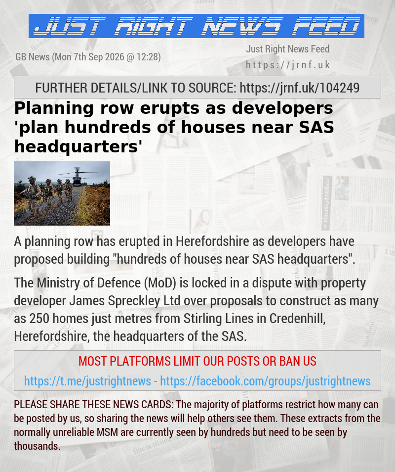 Planning row erupts as developers ’plan hundreds of houses near SAS headquarters’