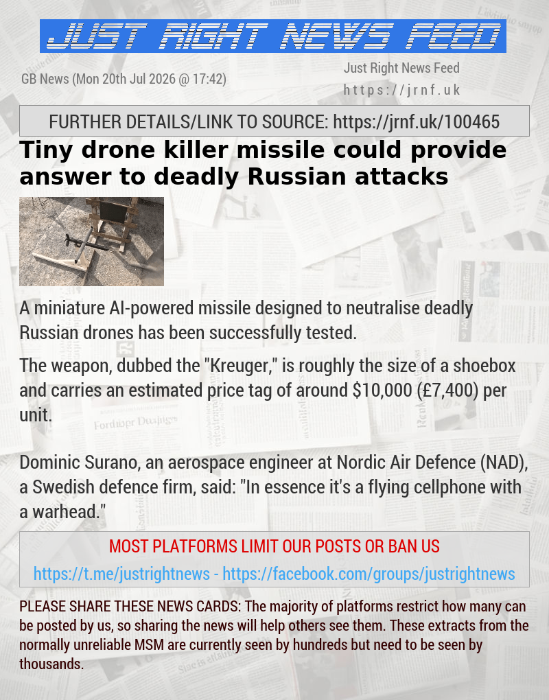 Tiny drone—killer missile could provide answer to deadly Russian attacks