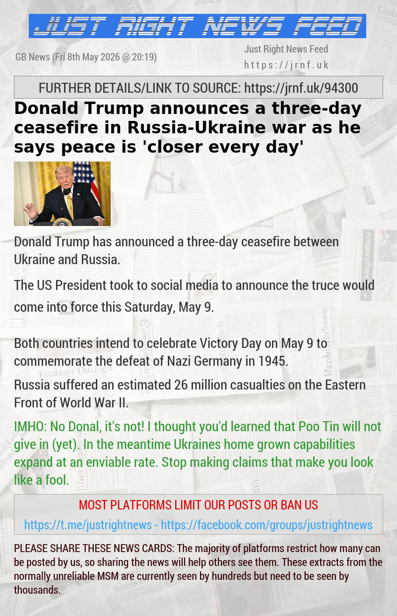 Donald Trump announces a three—day ceasefire in Russia—Ukraine war as he says peace is ’closer every day’