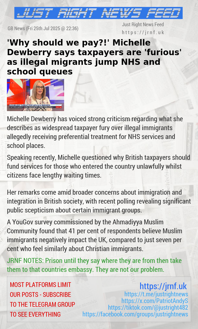 ’Why should we pay?!’ Michelle Dewberry says taxpayers are ’furious’ as illegal migrants jump NHS and school queues