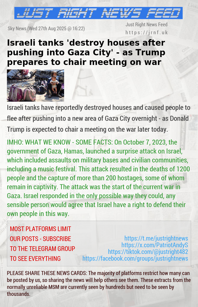 Israeli tanks ’destroy houses after pushing into Gaza City’ — as Trump prepares to chair meeting on war