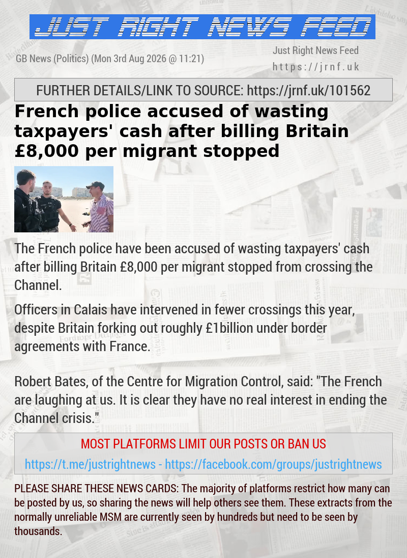 French police accused of wasting taxpayers’ cash after billing Britain &pound;8,000 per migrant stopped
