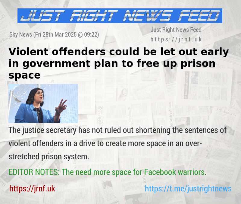 Violent offenders could be let out early in government plan to free up prison space
