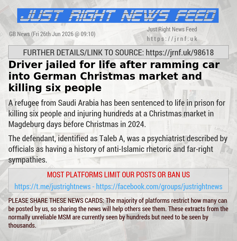 Driver jailed for life after ramming car into German Christmas market and killing six people