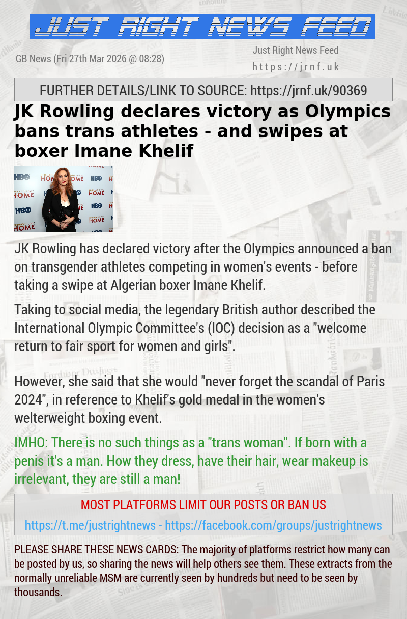 JK Rowling declares victory as Olympics bans trans athletes — and swipes at boxer Imane Khelif