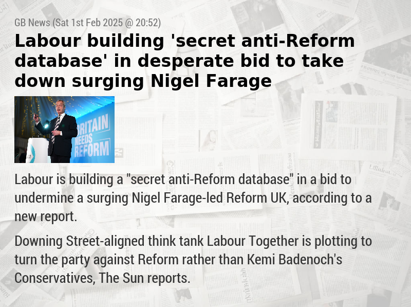 Labour building ’secret anti—Reform database’ in desperate bid to take down surging Nigel Farage