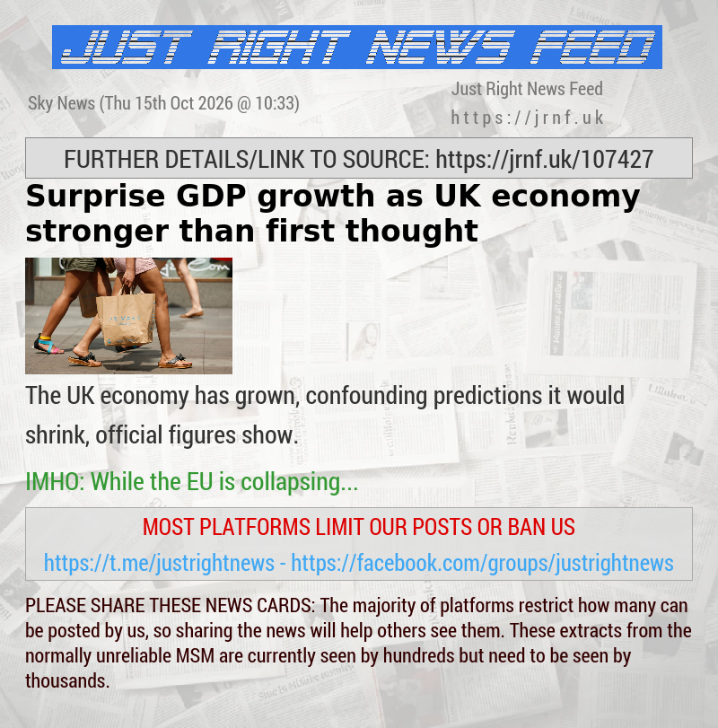 Surprise GDP growth as UK economy stronger than first thought