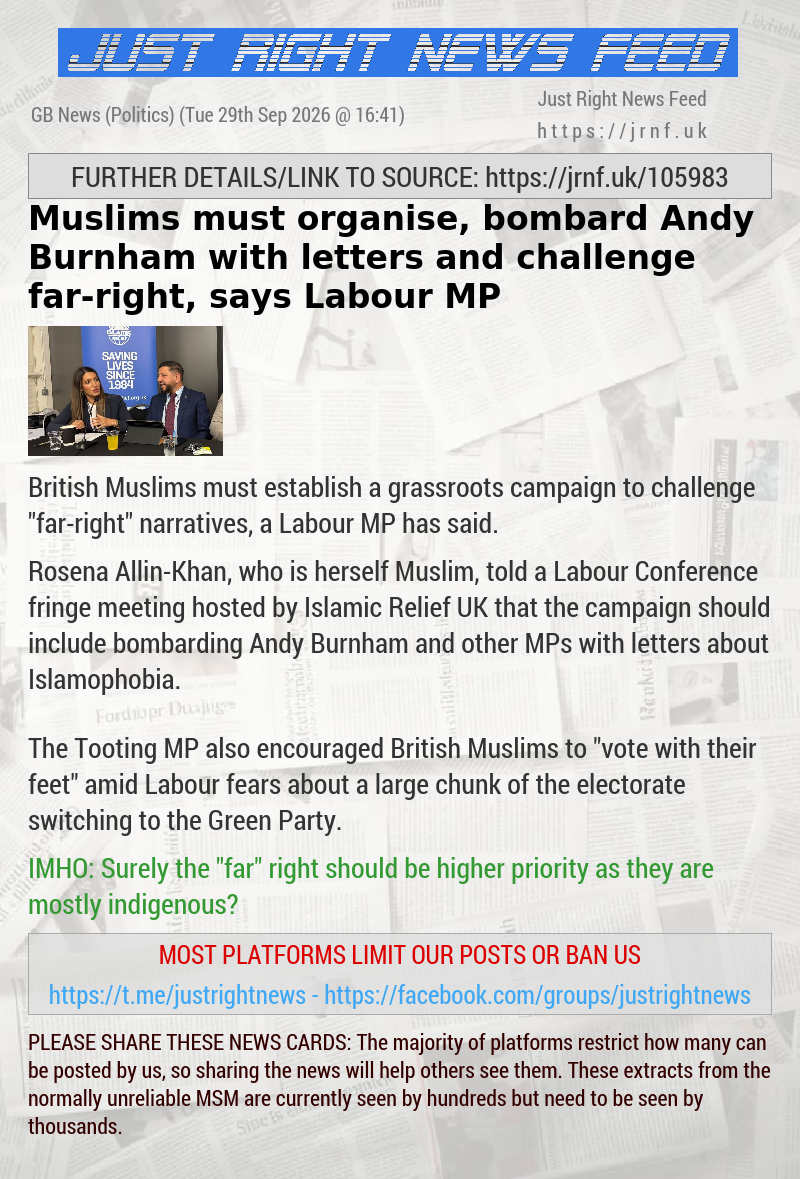 Muslims must organise, bombard Andy Burnham with letters and challenge far—right, says Labour MP