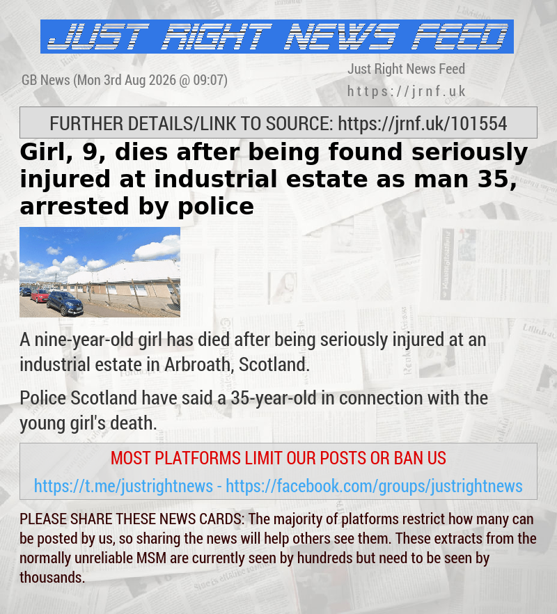 Girl, 9, dies after being found seriously injured at industrial estate as man 35, arrested by police