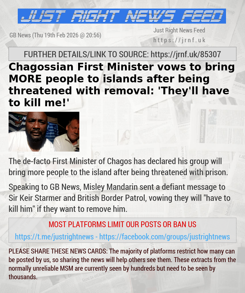 Chagossian First Minister vows to bring MORE people to islands after being threatened with removal: ’They’ll have to kill me!’