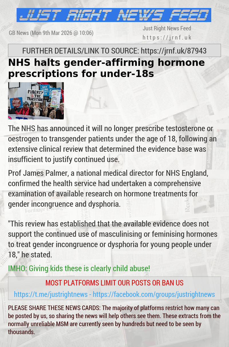 NHS halts gender—affirming hormone prescriptions for under—18s