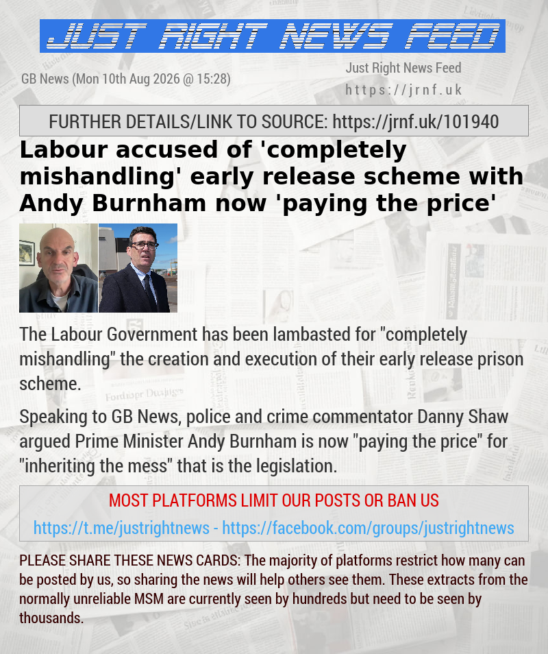 Labour accused of ’completely mishandling’ early release scheme with Andy Burnham now ’paying the price’